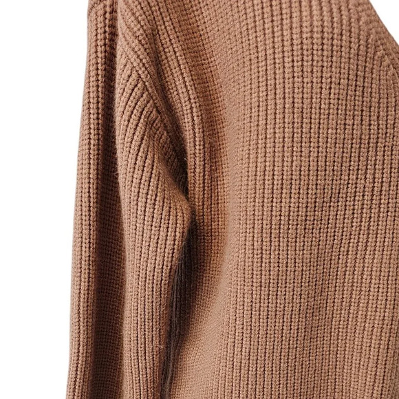 Revolve Lovers + Friends Tove Sweater Size Small Camel Knit V-Neck Mock Neck - Picture 6 of 8